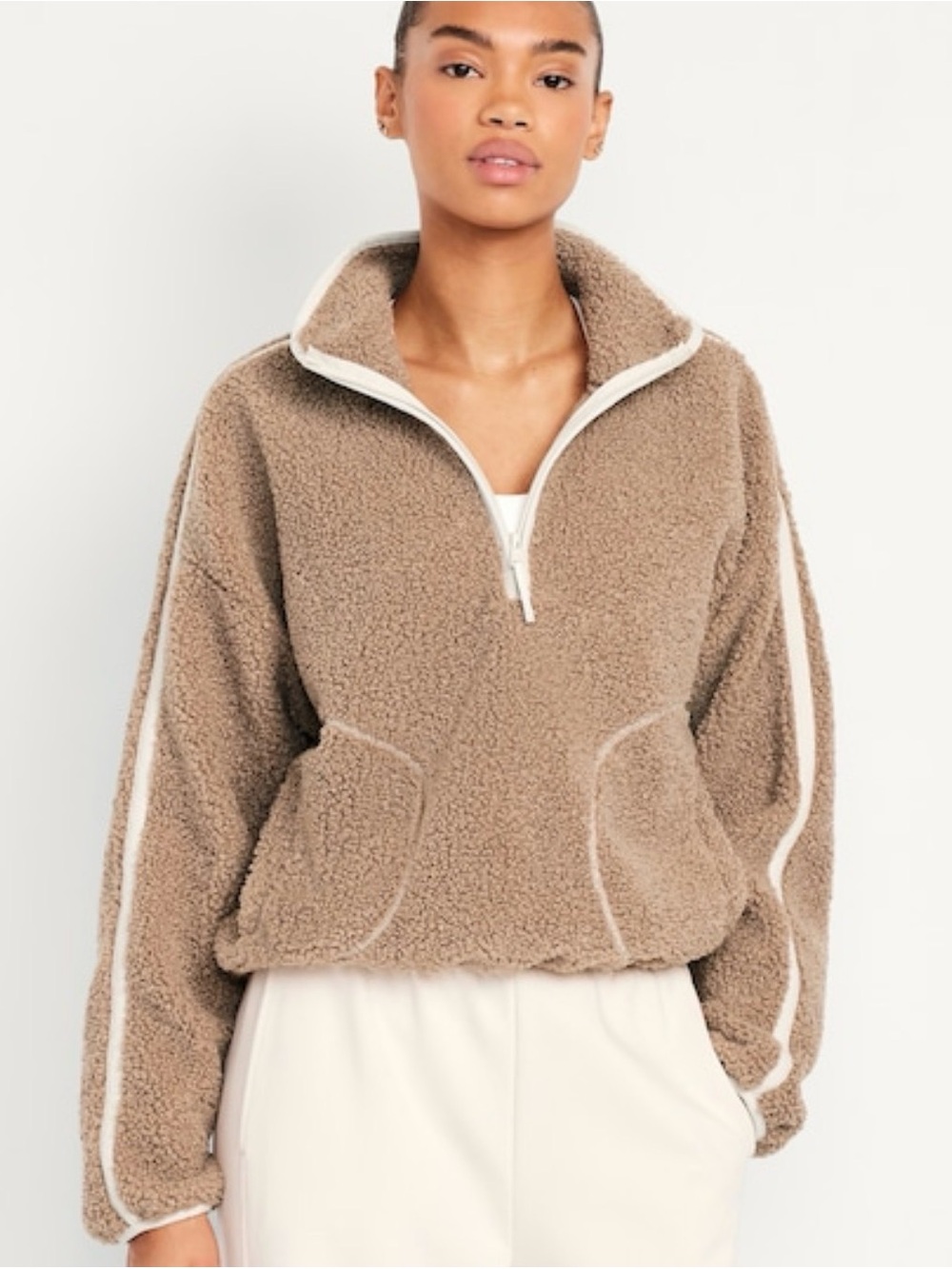 Old Navy Loose Sherpa Cropped Quarter-Zip Pullover XXL